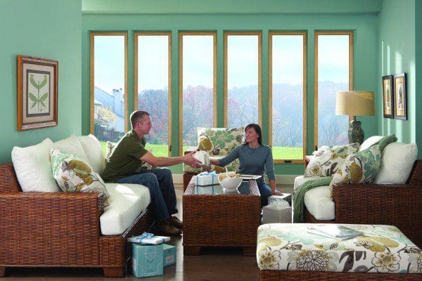 Casement windows in living room — Central Florida home