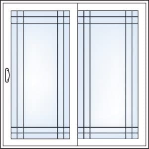 Double Prairie grill pattern — sliding glass doors
