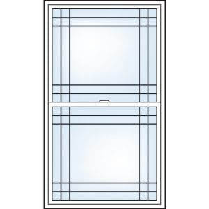 Double Prairie grill pattern — single hung windows